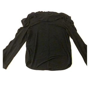 Ann Taylor Black Long Sleeve Shoulder Cutout Top